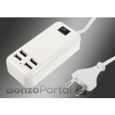 15W hálózati USB töltő/ adapter - 4x USB, kapcsoló mobiltelefon kellék