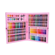  168 db-os festő és rajzoló készlet (rózsaszín bőrönd) színes ceruza
