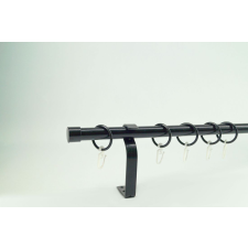  16 mm Ø Kansas függönykarnis szett, 1 soros, fekete, lapostartóval (240 cm) karnis, függönyrúd