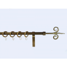 16 mm Ø Kecskemét függönykarnis szett, 1 soros, bronz, lapostartóval (160 cm) karnis, függönyrúd