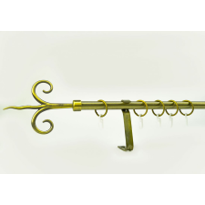 16 mm Ø Kecskemét függönykarnis szett, 1 soros, óarany, lapostartóval (120 cm) karnis, függönyrúd