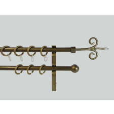 16 mm Ø Kecskemét karnis szett, 2 soros, bronz, lapostartóval (140 cm) karnis, függönyrúd