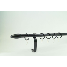 16 mm Ø Memphis függönykarnis szett, 1 soros, fekete, lapostartóval (300 cm) karnis, függönyrúd