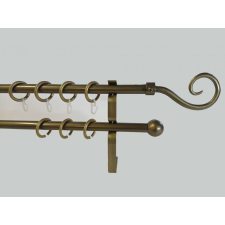 16 mm Ø Sopron karnis szett, 2 soros, bronz, lapostartóval (160 cm) karnis, függönyrúd