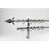 16 mm Ø Szolnok karnis szett, 2 soros, nikkel-matt, lapostartóval (300 cm)