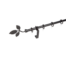 16 mm Ø Tata függönykarnis szett, 1 soros, fekete, lapostartóval (240 cm) karnis, függönyrúd
