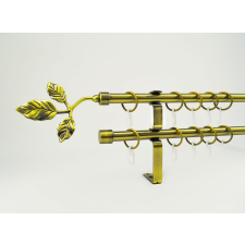 16 mm Ø Tata karnis szett, 2 soros, óarany, lapostartóval (300 cm) karnis, függönyrúd