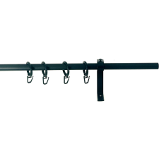  16mm PANNONIA függönykarnis, végzáró nélküli 1 soros , Fekete színben karnis, függönyrúd