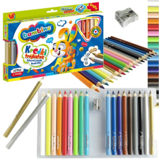  18 db háromszögletű színes ceruza és hegyező, Bambino színes ceruza