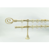  19 mm Ø Florenz karnis szett, 2 soros, ecrü-gold, nyitott tartóval (200 cm)