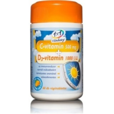 1x1 Vitaday C-vitamin 500 mg + D3 + narancs ízű rágótabletta (60 db) vitamin és táplálékkiegészítő