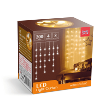 200 LED-es fényfüzér 4,2 m 8 programmal - Melegfehér karácsonyfa izzósor