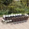  21 részes barna polyrattan kerti étkezőgarnitúra párnákkal