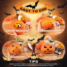 24 darabos Halloween Tökfaragó Készlet - Komplett Eszközcsomag Kreatív Tökfaragáshoz dekoráció