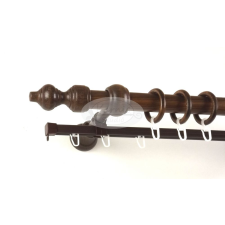 28 mm-es fa rúdkarnis szett - U-sínes - dió - 160 cm karnis, függönyrúd