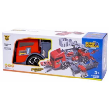  2 az 1-ben tűzoltóautó és garázs, 2 autóval autópálya és játékautó