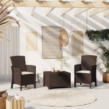  2 db barna polyrattan kerti szék párnával kerti bútor