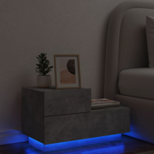 2 db betonszürke éjjeliszekrény LED-fényekkel 70x36x40,5 cm bútor