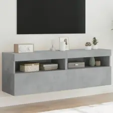  2 db betonszürke fali TV-szekrény LED-del 60x30x40 cm bútor