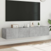  2 db betonszürke fali TV-szekrény LED-del 80x35x31 cm