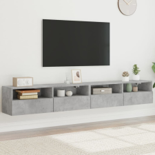 2 db betonszürke szerelt fa fali TV-szekrény 100x30x30 cm bútor