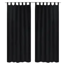  2 db fekete mikroszatén függöny karikákkal 140 x 225 cm lakástextília