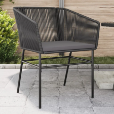  2 db fekete polyrattan kerti szék párnával kerti bútor