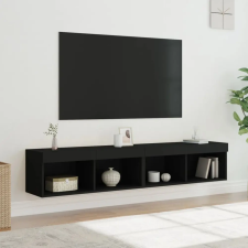  2 db fekete TV-szekrény LED-világítással 80x30x30 cm bútor