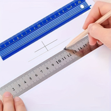  2 db-os Mérővonalzó szett csúszásgátló talppal precíziós méréshez vonalzó