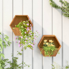  2 db rozsda színű corten acél fali növénytartó 30 x 10 x 25 cm kerti tárolás