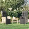  2 db szürke polyrattan dönthető kültéri szék párnával