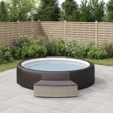 2 db szürke polyrattan pezsgőfürdő pad párnával medence kiegészítő