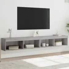  2 db szürke sonoma színű TV-szekrény LED-ekkel 100x30x30 cm bútor