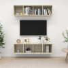  2 db tölgyszínű szerelt fa falra szerelhető TV-szekrény