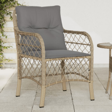  2 db vegyes bézs polyrattan kerti szék párnával kerti bútor
