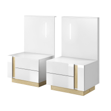  2 éjjeliszekrény, fehér/grandson tölgy/fehér magas fényű, CITY bútor