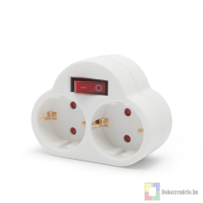  2 -es fali elosztó kapcsolóval 250 V, 16 A hosszabbító, elosztó