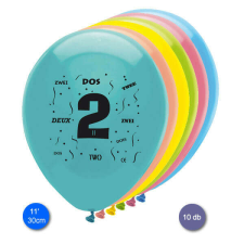  2-es születésnapi számos lufi - 30 cm - 10 darabos party kellék