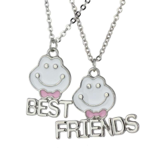 2 legjobb barátból álló készlet BFF mosoly medál nyaklánc, bff549 nyaklánc