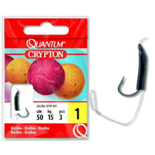 #2 quantum crypton boilie előkötött horog fekete/gunsmoke 15kg 50cm 3darab horog