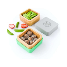 2 rakott bambusz snack csomagból álló készlet, zöld és szürke, eco gazemberek babaétkészlet