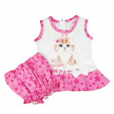  2 részes kislány nyári szett rövidnadrággal, tunikával cica mintával babaruha szett