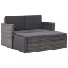  2 részes szürke polyrattan kerti bútorszett párnákkal