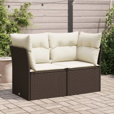  2 személyes barna polyrattan kerti kanapé párnával kerti bútor