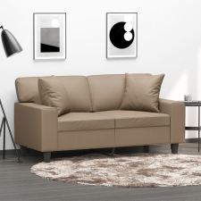 2 személyes cappuccino színű műbőr kanapé díszpárnákkal 120 cm bútor