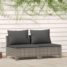 2 személyes szürke polyrattan kerti kanapé párnákkal kerti bútor