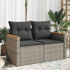 2 személyes szürke polyrattan kerti kanapé párnával kerti bútor