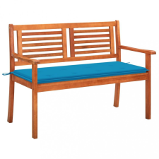  2 személyes tömör eukaliptuszfa kerti pad párnával 120 cm kerti bútor