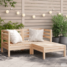  2 személyes tömör fenyőfa kerti kanapé lábtartóval kerti bútor