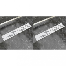 2db lineáris rozsdamentes acél hullám zuhany lefolyó 630x140mm fürdőszoba kiegészítő